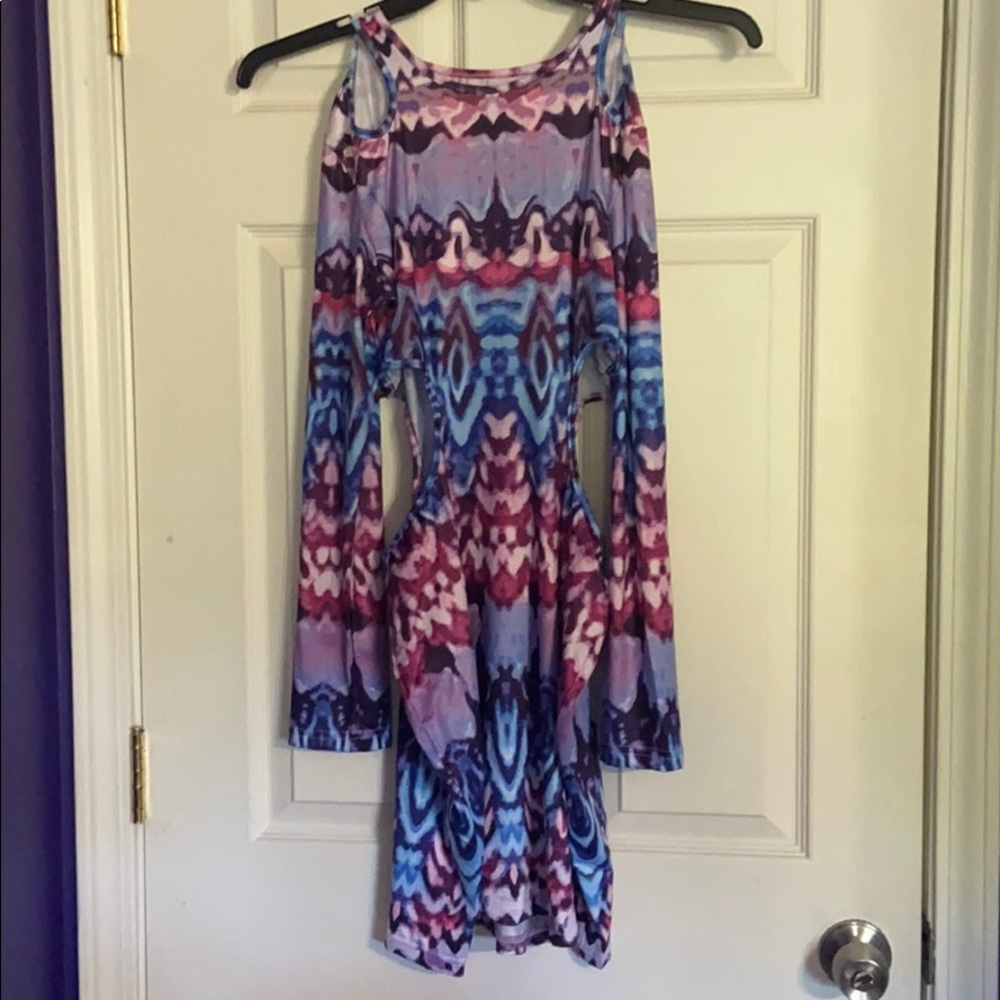 Cold shoulder and side cut out dress